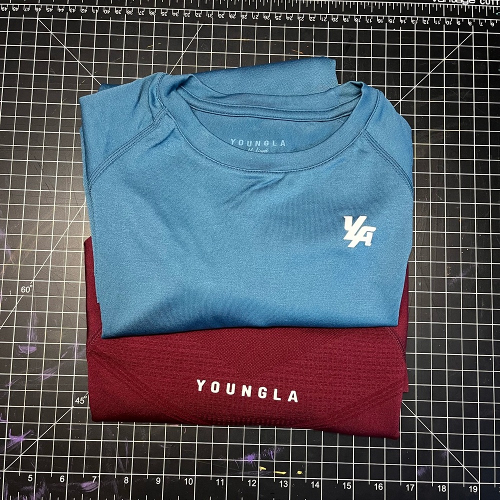 YoungLA Compression Shirts - Men’s size medium Teal & Burgundy